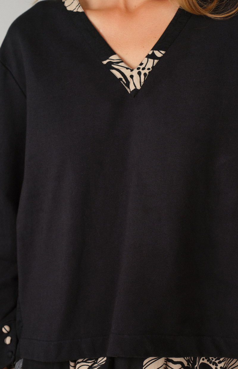 Sweatshirt noir uni manches longues
